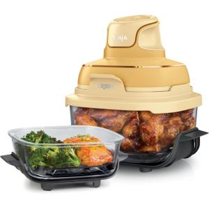 Ninja Crispi 4-in-1 Glass Air Fryer | 450°F | Non-Toxic | 4QT & 6-Cup Glass Containers w/Lids | Microwave, Freezer, Dishwasher Safe | Max Crisp, Air Fry, Bake, Recrisp | Cyberspace Gray, FN101GY(Ginger Snap)