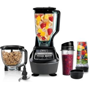 Ninja Kitchen System | All-in-One for Smoothies, Frozen Drinks, Veggie Chopper & More | With Full-Size Pitcher, 8 Cup Food Processor Bowl, (2) 18 oz. Cups, | 1200 Watt | Dark Grey | BR601AMZ(Pitcher + Bowl + (2) 16-oz. Cups)