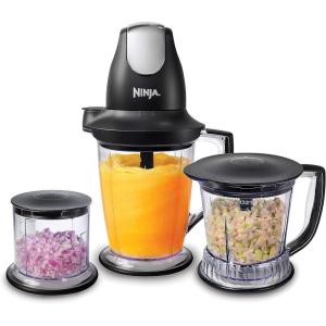 Ninja QB900B Master Prep Food Processor Blender with 48 oz Pitcher & 16 oz Chopping Bowl, Perfect for Frozen Blending & Chopping, 400 Watts, Dishwasher Safe, Countertop, Grey(Black)