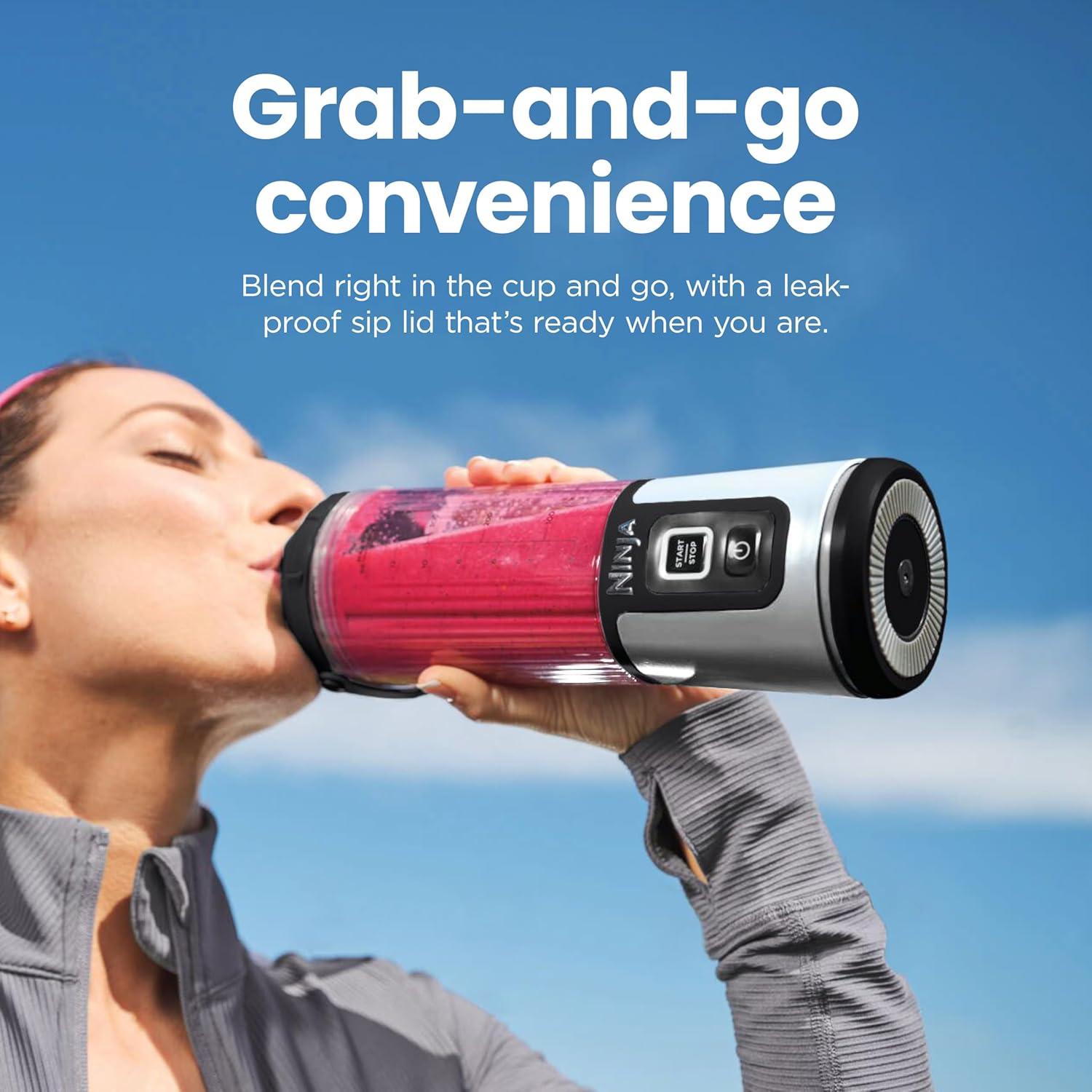 imageNinja Blast Portable Blender Cordless 18oz Vessel Personal Blender ForShakes and Smoothies BPA Free LeakproofLid and Sip Spout USBC Rechargeable Dishwasher Safe Parts Tinted Mint BC151MTPassion Fruit