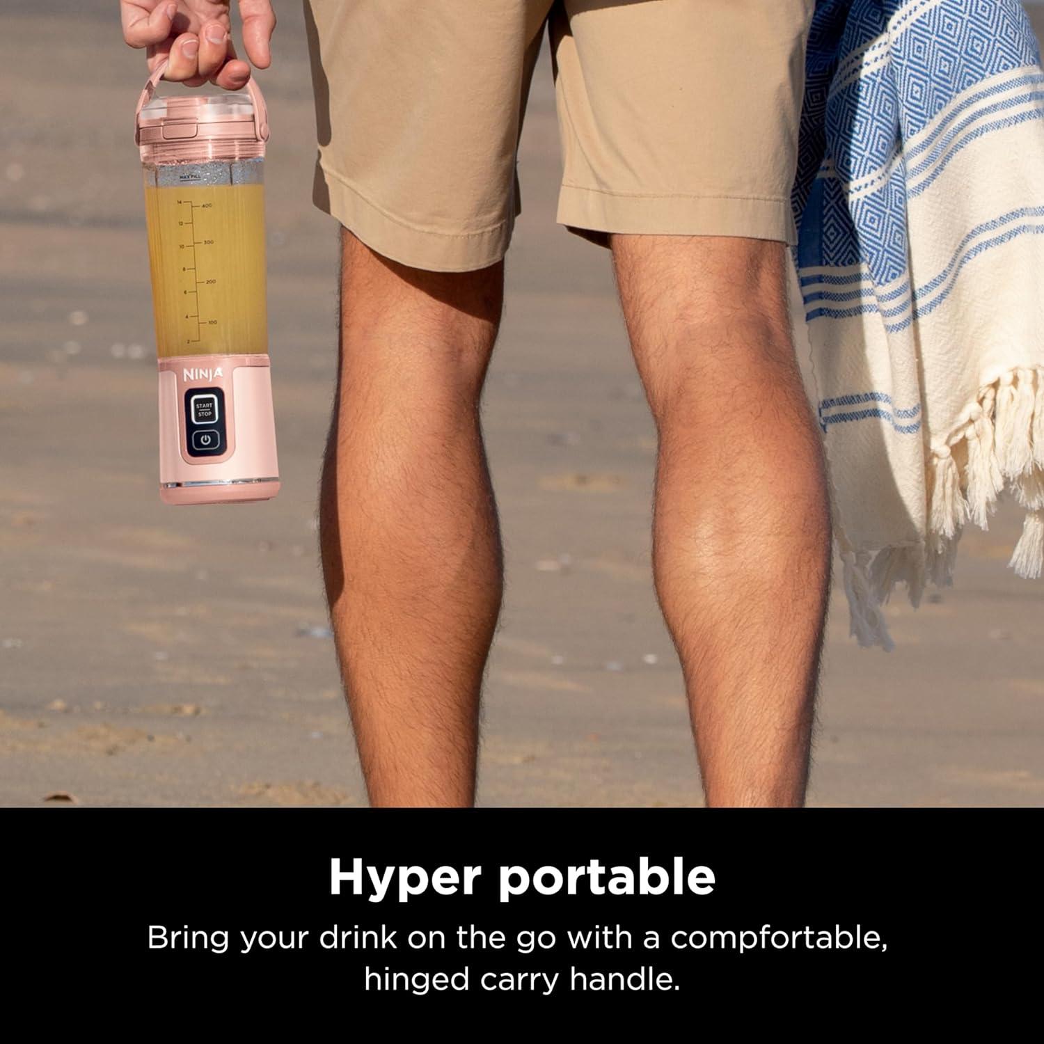 imageNinja Blast Portable Blender Cordless 18oz Vessel Personal Blender ForShakes and Smoothies BPA Free LeakproofLid and Sip Spout USBC Rechargeable Dishwasher Safe Parts Tinted Mint BC151MTPeach Stone