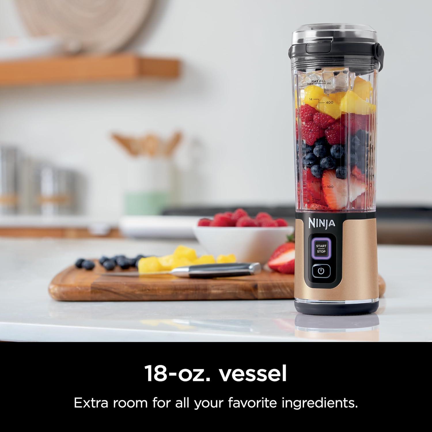 imageNinja Blast Portable Blender Cordless 18oz Vessel Personal Blender ForShakes and Smoothies BPA Free LeakproofLid and Sip Spout USBC Rechargeable Dishwasher Safe Parts Tinted Mint BC151MTMetallic Copper