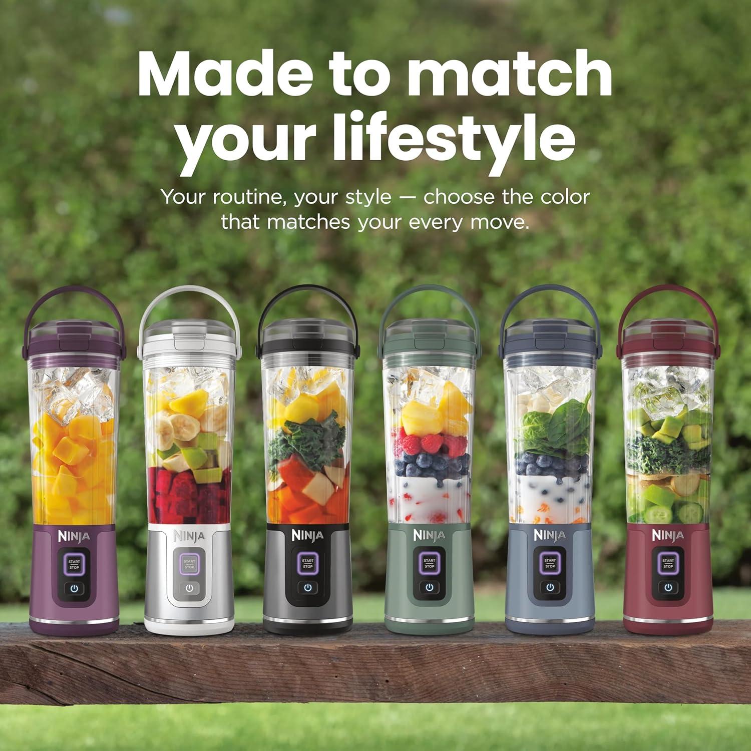 imageNinja Blast Portable Blender Cordless 18oz Vessel Personal Blender ForShakes and Smoothies BPA Free LeakproofLid and Sip Spout USBC Rechargeable Dishwasher Safe Parts Tinted Mint BC151MTBlue