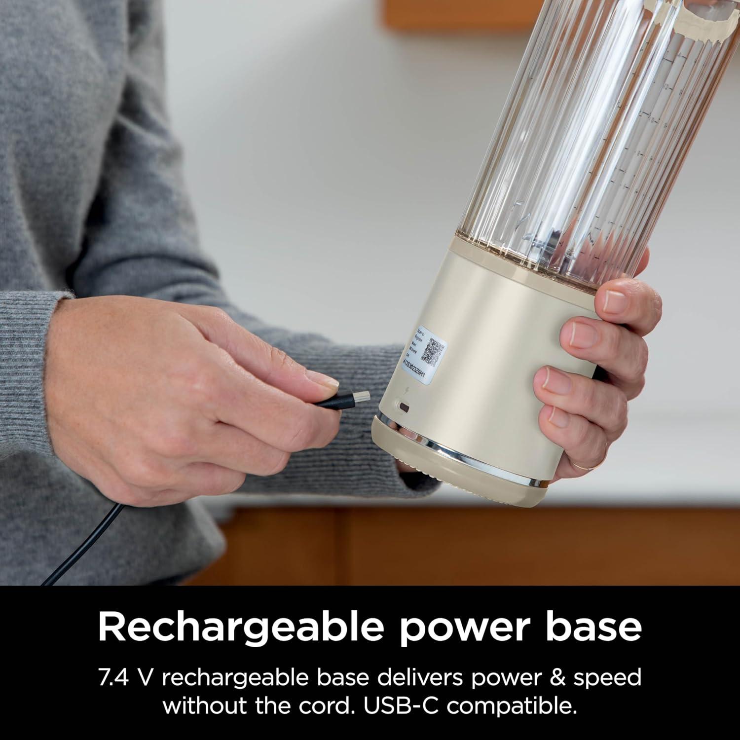 imageNinja Blast Portable Blender Cordless 18oz Vessel Personal Blender ForShakes and Smoothies BPA Free LeakproofLid and Sip Spout USBC Rechargeable Dishwasher Safe Parts Tinted Mint BC151MTCream