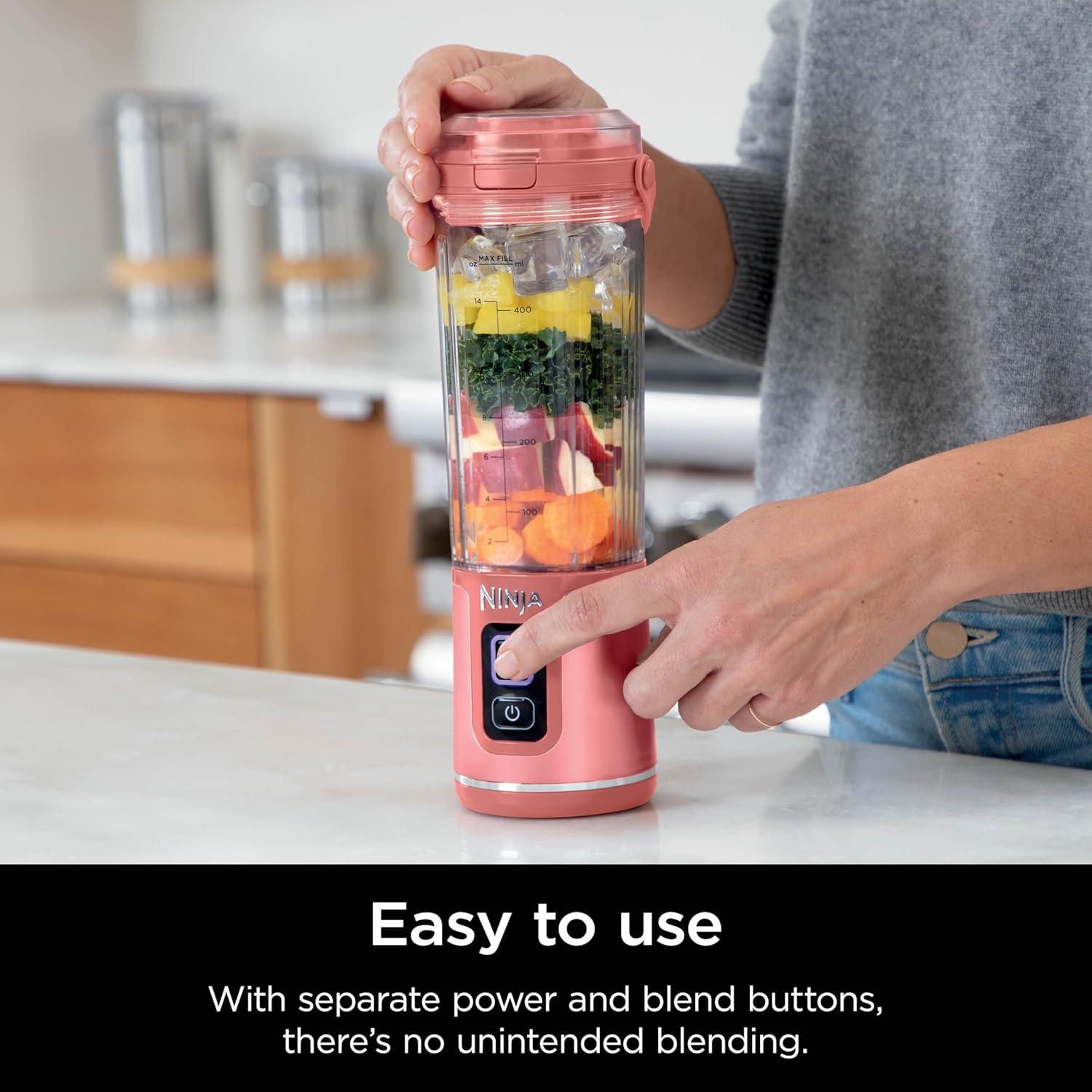 imageNinja Blast Portable Blender Cordless 18oz Vessel Personal Blender ForShakes and Smoothies BPA Free LeakproofLid and Sip Spout USBC Rechargeable Dishwasher Safe Parts Tinted Mint BC151MTRed Clay