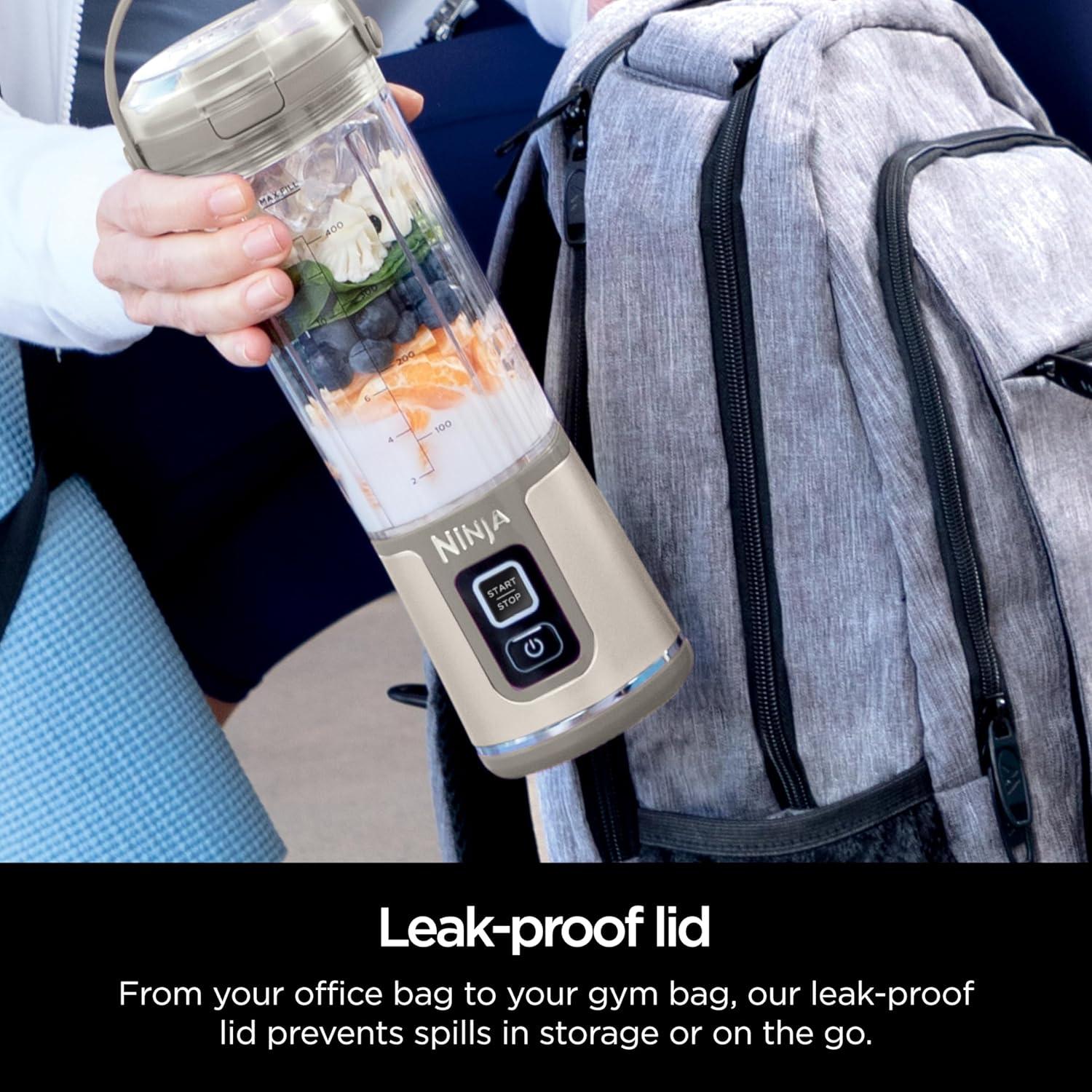 imageNinja Blast Portable Blender Cordless 18oz Vessel Personal Blender ForShakes and Smoothies BPA Free LeakproofLid and Sip Spout USBC Rechargeable Dishwasher Safe Parts Tinted Mint BC151MTPeach Stone