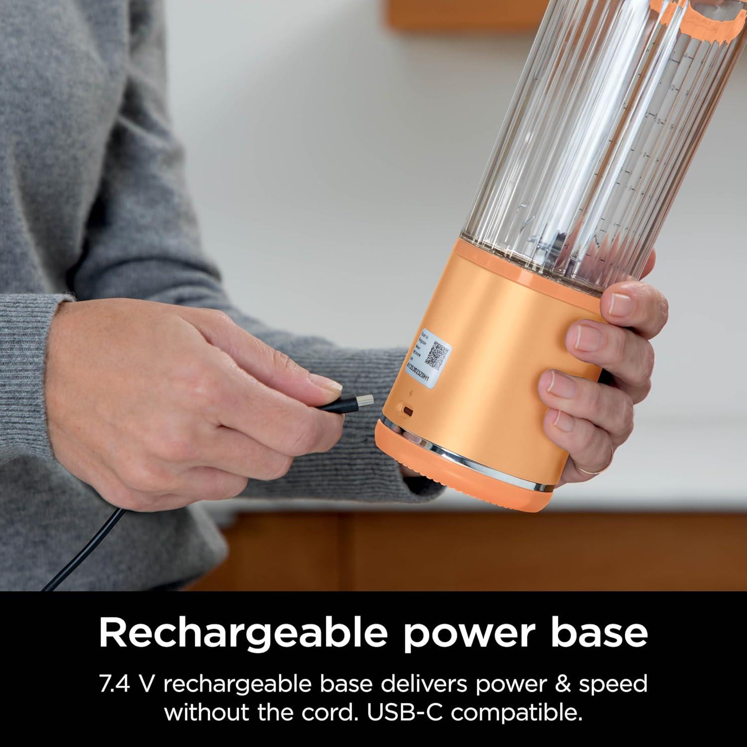imageNinja Blast Portable Blender Cordless 18oz Vessel Personal Blender ForShakes and Smoothies BPA Free LeakproofLid and Sip Spout USBC Rechargeable Dishwasher Safe Parts Tinted Mint BC151MTOrange