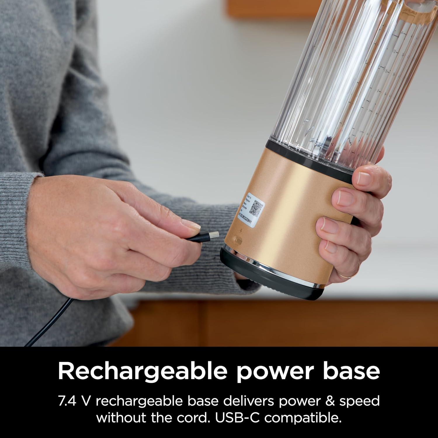 imageNinja Blast Portable Blender Cordless 18oz Vessel Personal Blender ForShakes and Smoothies BPA Free LeakproofLid and Sip Spout USBC Rechargeable Dishwasher Safe Parts Tinted Mint BC151MTMetallic Copper