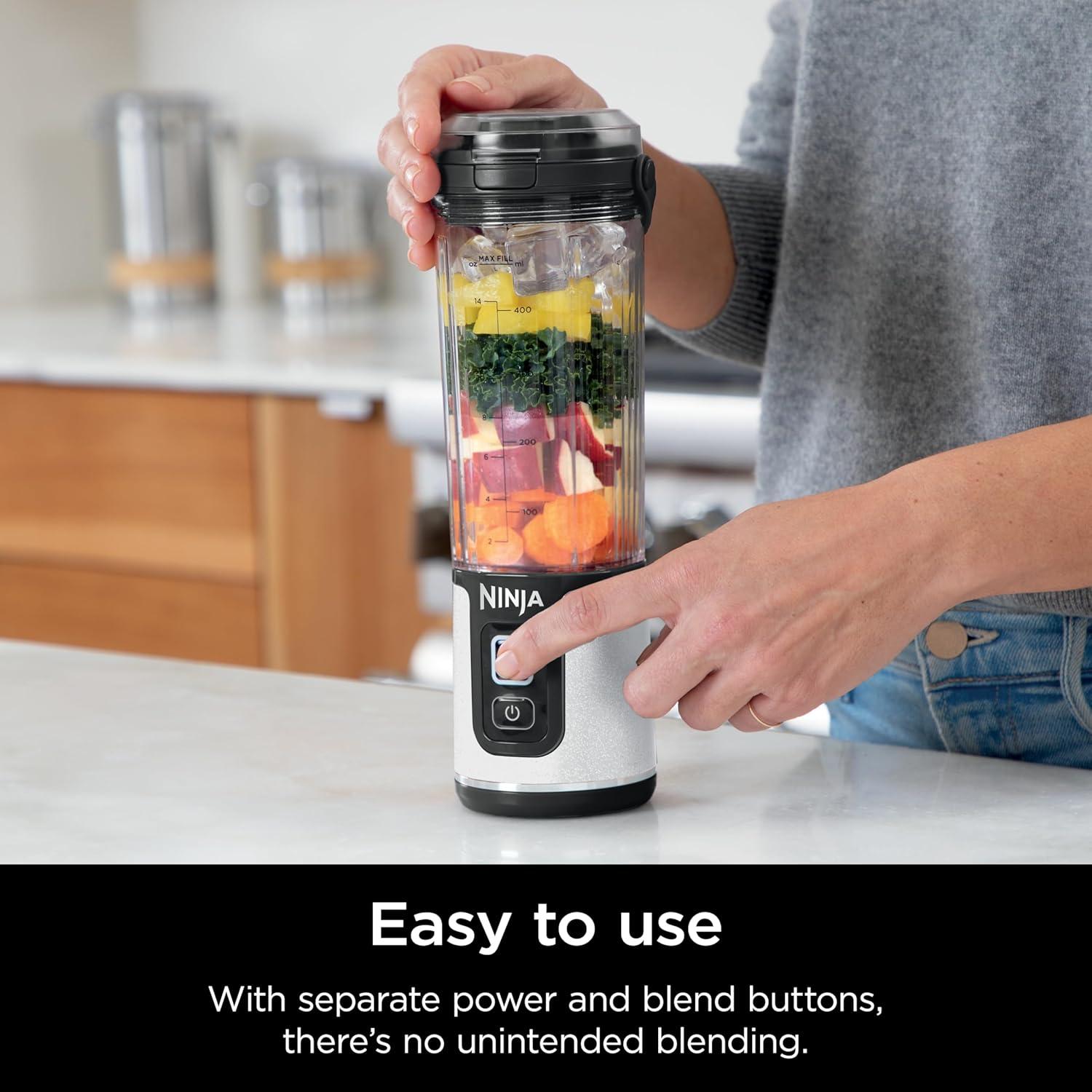 imageNinja Blast Portable Blender Cordless 18oz Vessel Personal Blender ForShakes and Smoothies BPA Free LeakproofLid and Sip Spout USBC Rechargeable Dishwasher Safe Parts Tinted Mint BC151MTWhite Glitter