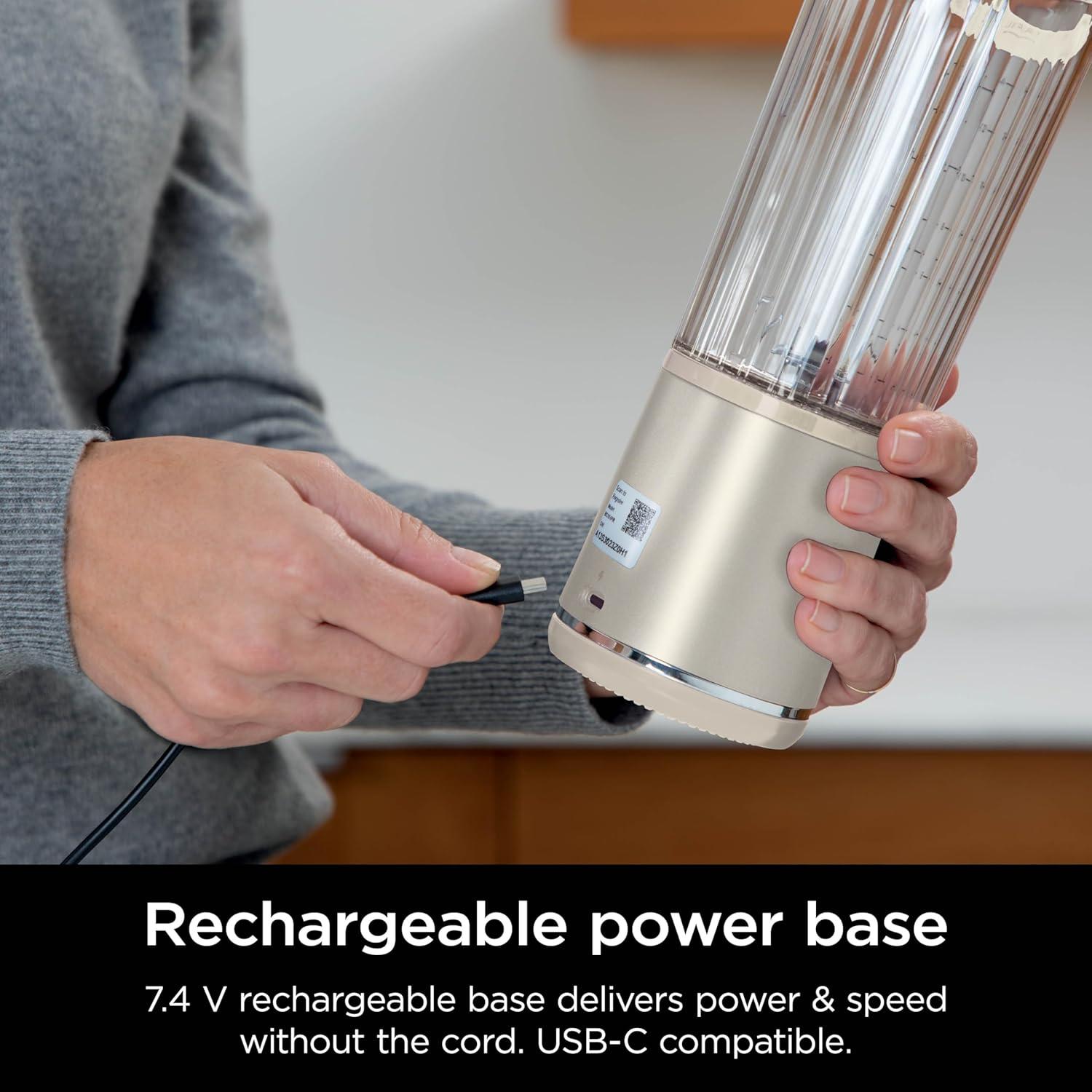 imageNinja Blast Portable Blender Cordless 18oz Vessel Personal Blender ForShakes and Smoothies BPA Free LeakproofLid and Sip Spout USBC Rechargeable Dishwasher Safe Parts Tinted Mint BC151MTVanilla Bean