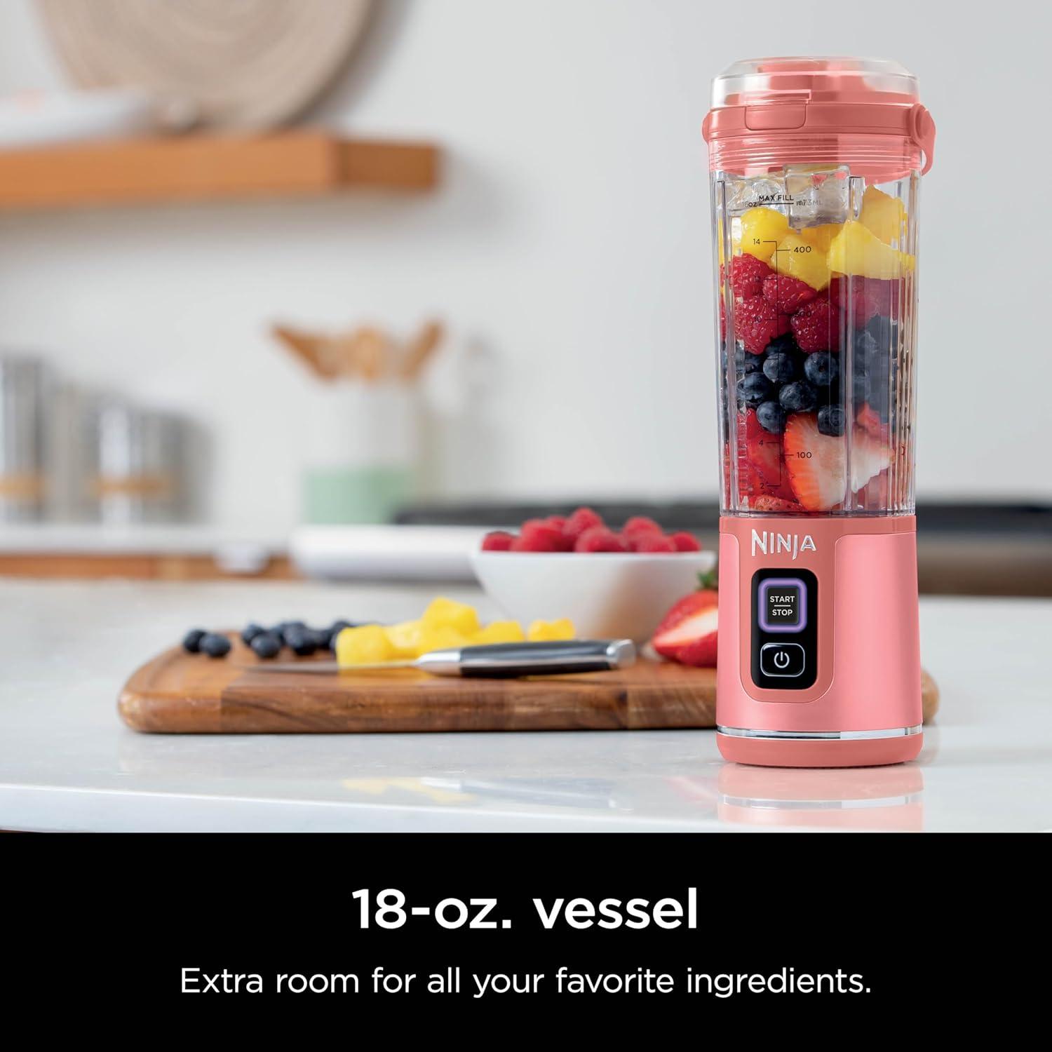 imageNinja Blast Portable Blender Cordless 18oz Vessel Personal Blender ForShakes and Smoothies BPA Free LeakproofLid and Sip Spout USBC Rechargeable Dishwasher Safe Parts Tinted Mint BC151MTRed Clay