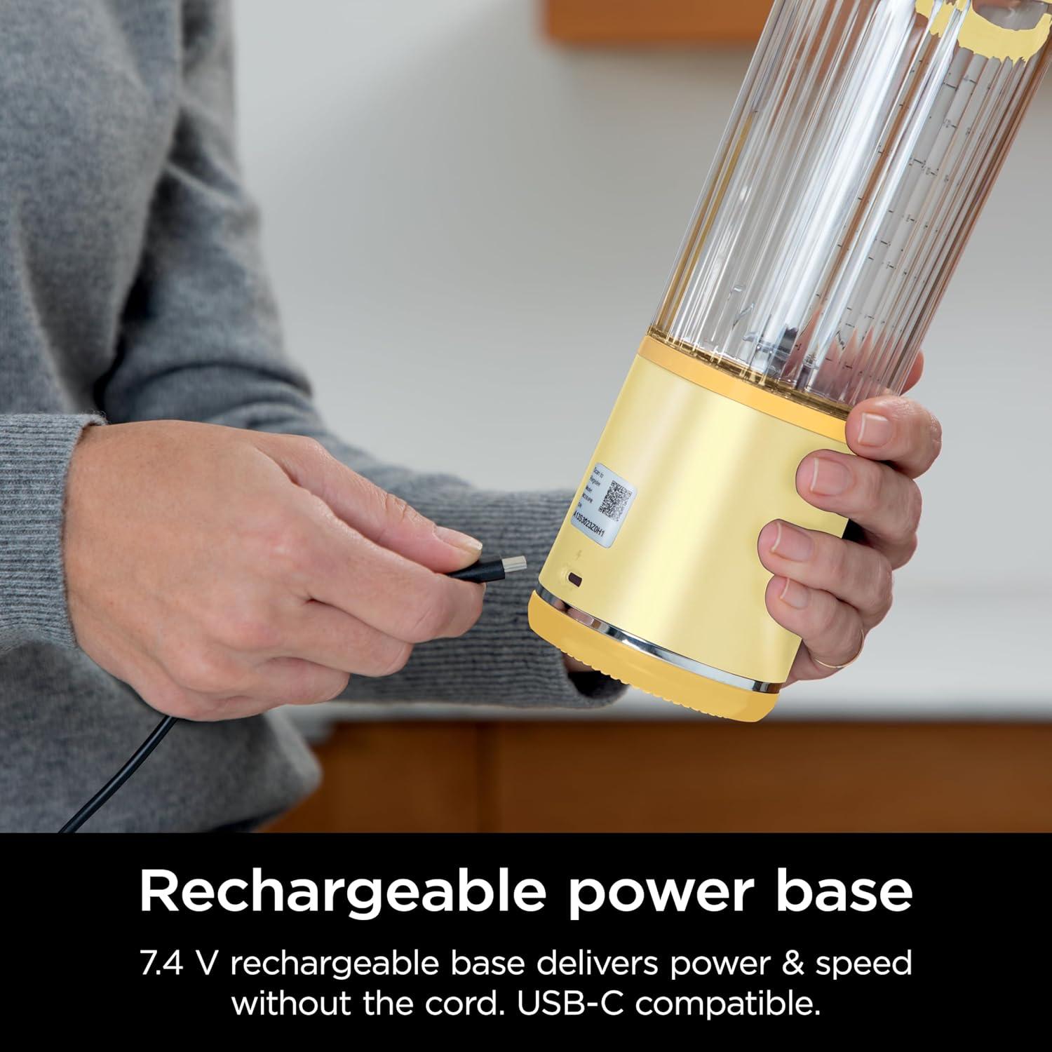 imageNinja Blast Portable Blender Cordless 18oz Vessel Personal Blender ForShakes and Smoothies BPA Free LeakproofLid and Sip Spout USBC Rechargeable Dishwasher Safe Parts Tinted Mint BC151MTLemon Meringue