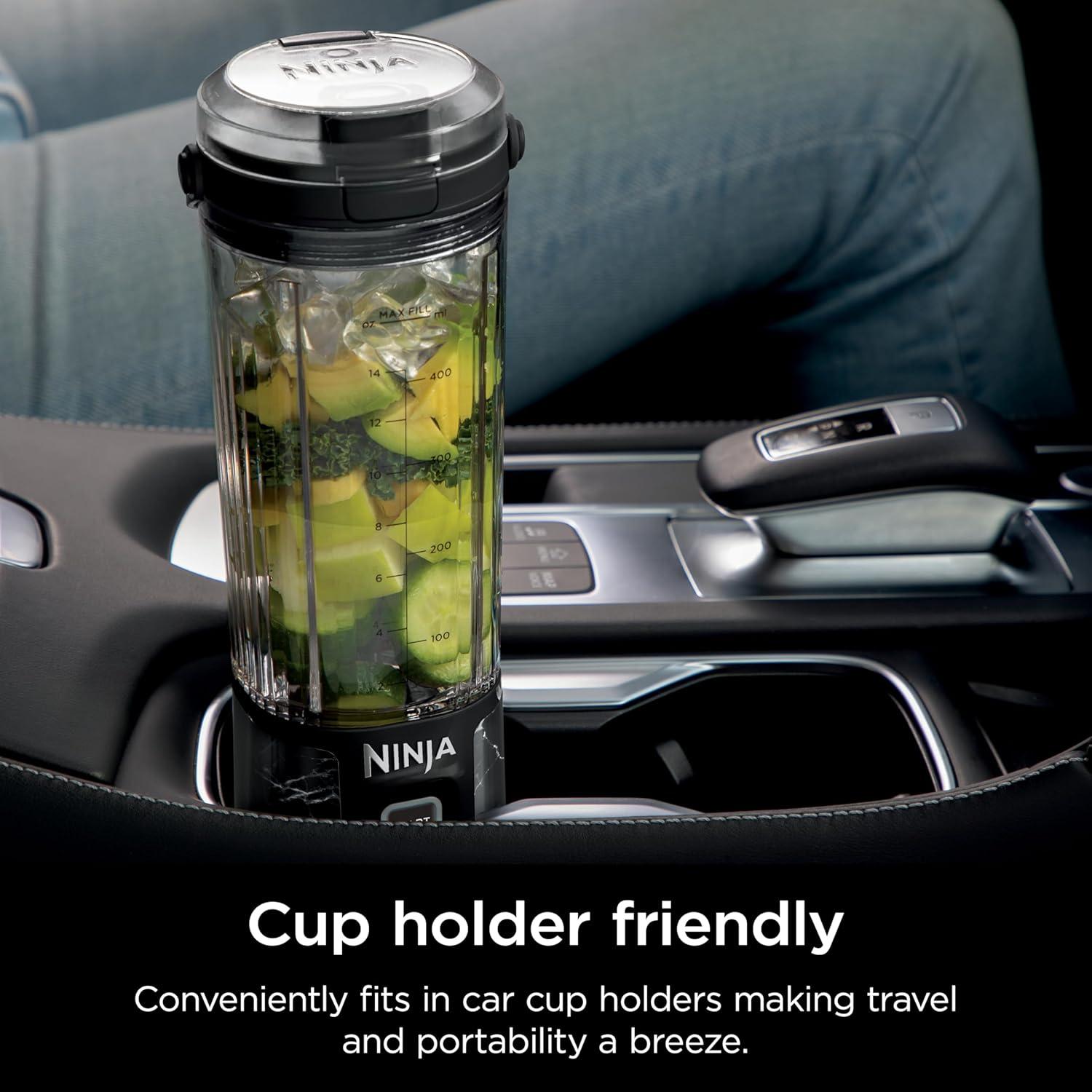 imageNinja Blast Portable Blender Cordless 18oz Vessel Personal Blender ForShakes and Smoothies BPA Free LeakproofLid and Sip Spout USBC Rechargeable Dishwasher Safe Parts Tinted Mint BC151MTMarble Black