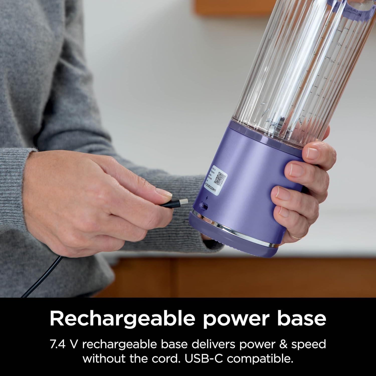 imageNinja Blast Portable Blender Cordless 18oz Vessel Personal Blender ForShakes and Smoothies BPA Free LeakproofLid and Sip Spout USBC Rechargeable Dishwasher Safe Parts Tinted Mint BC151MTGalaxy Purple