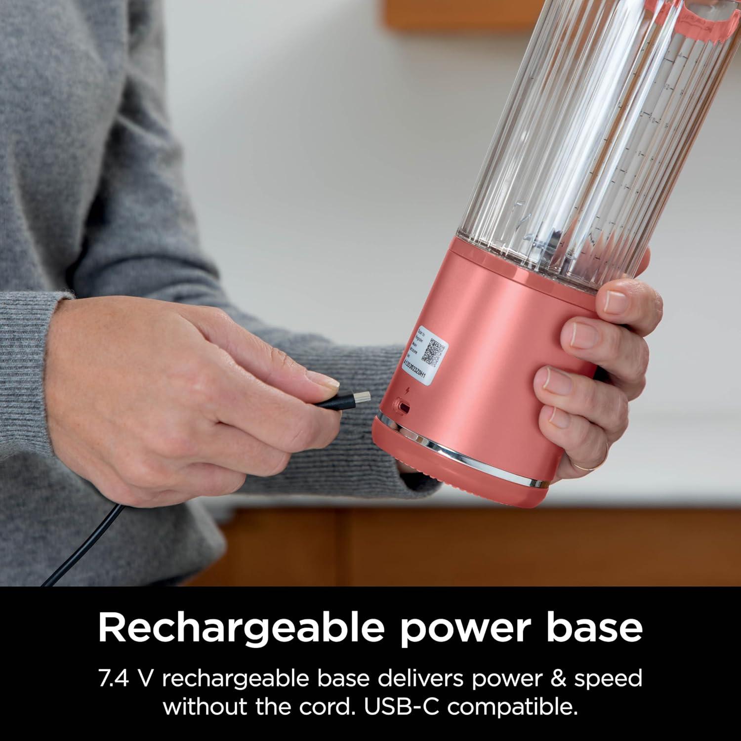 imageNinja Blast Portable Blender Cordless 18oz Vessel Personal Blender ForShakes and Smoothies BPA Free LeakproofLid and Sip Spout USBC Rechargeable Dishwasher Safe Parts Tinted Mint BC151MTRed Clay