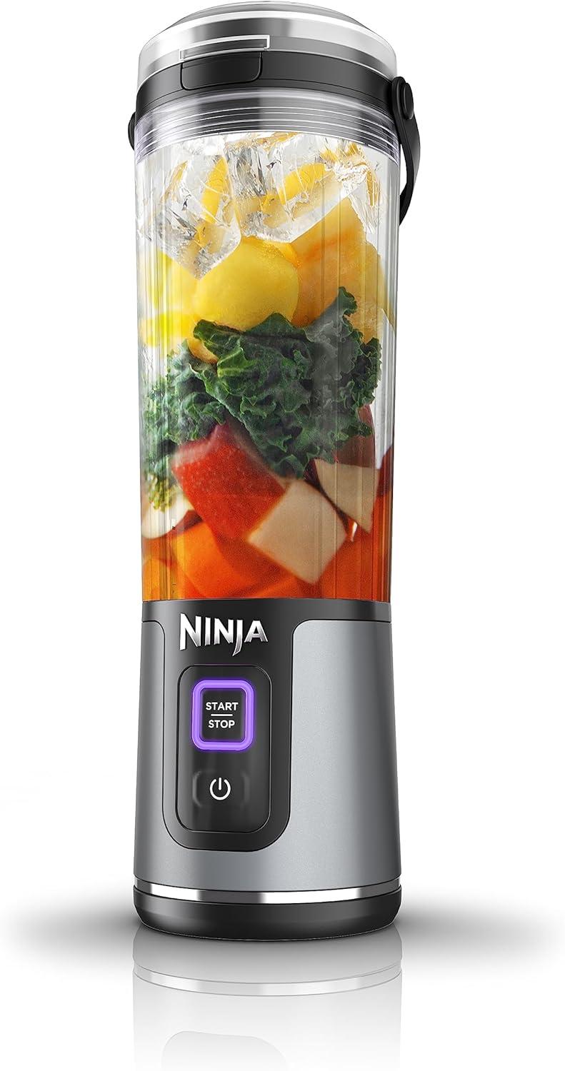 imageNinja Blast Portable Blender Cordless 18oz Vessel Personal Blender ForShakes and Smoothies BPA Free LeakproofLid and Sip Spout USBC Rechargeable Dishwasher Safe Parts Tinted Mint BC151MTBlack