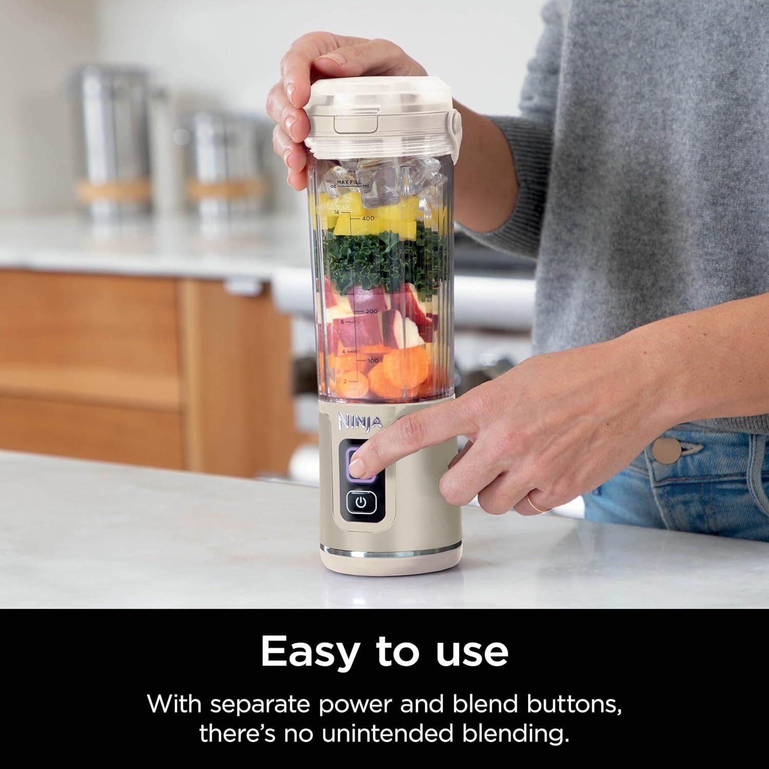 imageNinja Blast Portable Blender Cordless 18oz Vessel Personal Blender ForShakes and Smoothies BPA Free LeakproofLid and Sip Spout USBC Rechargeable Dishwasher Safe Parts Tinted Mint BC151MTVanilla Bean