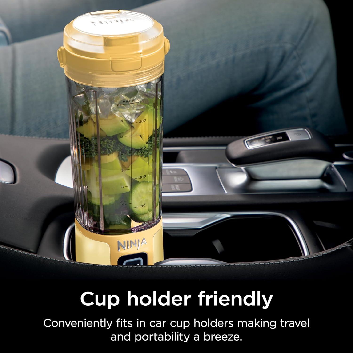 imageNinja Blast Portable Blender Cordless 18oz Vessel Personal Blender ForShakes and Smoothies BPA Free LeakproofLid and Sip Spout USBC Rechargeable Dishwasher Safe Parts Tinted Mint BC151MTLemon Meringue