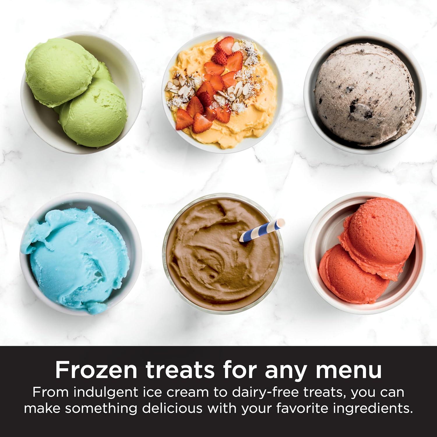 imageNinja CREAMi Ice Cream Maker for Gelato Mixins Milkshakes Sorbet Smoothie Bowls 7 OneTouch Programs with 2 Pint Containers amp Lids Compact Size Perfect for Kids Orange Mango NC301AOBlueberry Mint