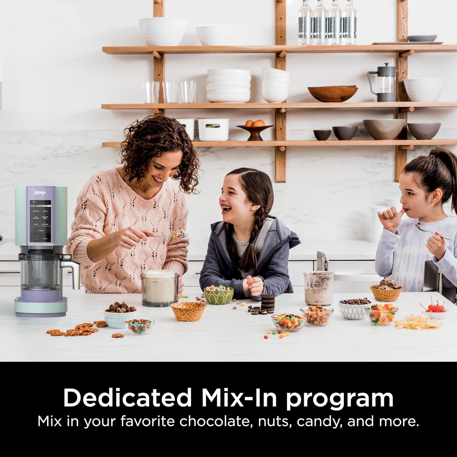 imageNinja CREAMi Ice Cream Maker for Gelato Mixins Milkshakes Sorbet Smoothie Bowls 7 OneTouch Programs with 2 Pint Containers amp Lids Compact Size Perfect for Kids Orange Mango NC301AOBlueberry Mint