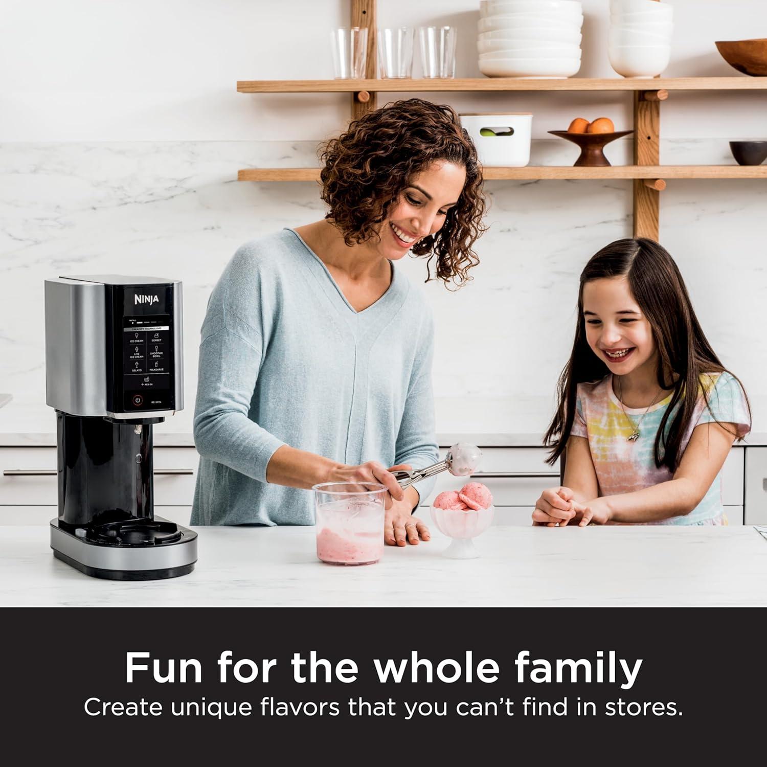 imageNinja CREAMi Ice Cream Maker for Gelato Mixins Milkshakes Sorbet Smoothie Bowls 7 OneTouch Programs with 2 Pint Containers amp Lids Compact Size Perfect for Kids Orange Mango NC301AOBlueberry Mint