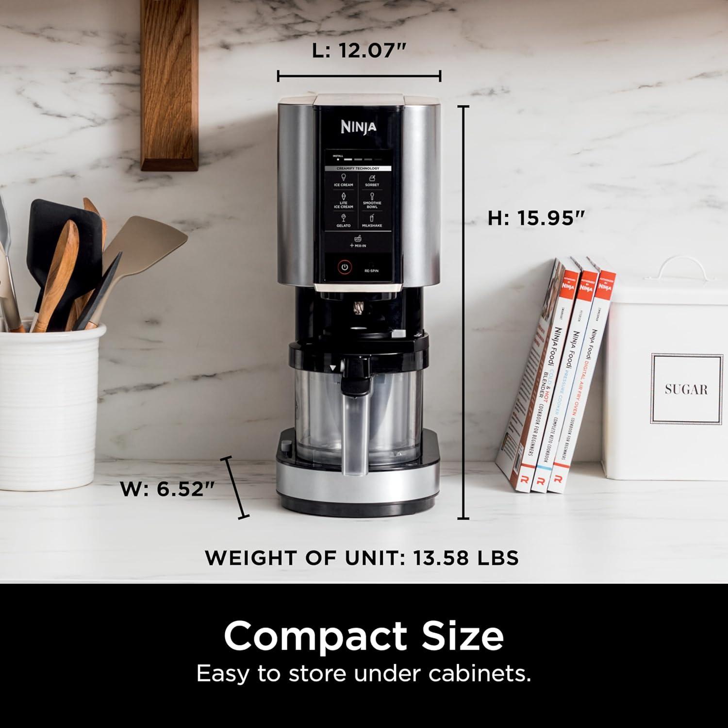 imageNinja CREAMi Ice Cream Maker for Gelato Mixins Milkshakes Sorbet Smoothie Bowls 7 OneTouch Programs with 2 Pint Containers amp Lids Compact Size Perfect for Kids Orange Mango NC301AOBlueberry Mint