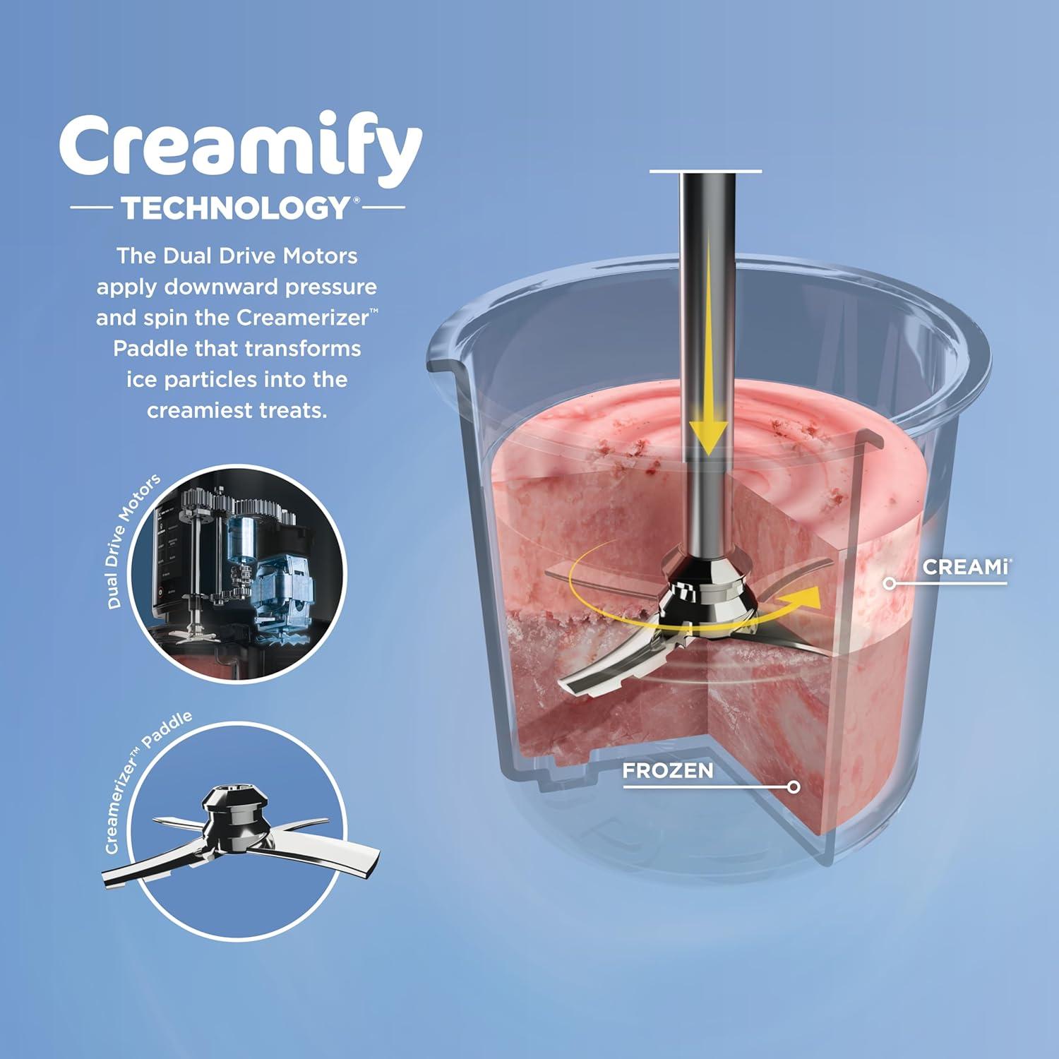 imageNinja NC301 CREAMi Ice Cream Maker for Gelato Mixins Milkshakes Sorbet Smoothie Bowls amp More 7 OneTouch Programs with 2 Pint Containers amp Lids Compact Size Perfect for Kids SilverSilver
