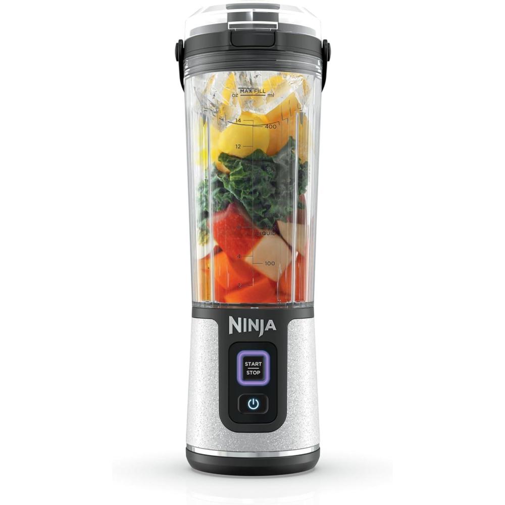 imageNinja Blast Portable Blender Cordless 18oz Vessel Personal Blender ForShakes and Smoothies BPA Free LeakproofLid and Sip Spout USBC Rechargeable Dishwasher Safe Parts Tinted Mint BC151MTWhite Glitter