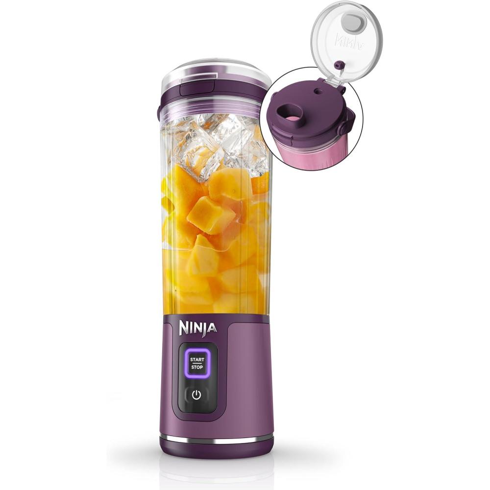 imageNinja Blast Portable Blender Cordless 18oz Vessel Personal Blender ForShakes and Smoothies BPA Free LeakproofLid and Sip Spout USBC Rechargeable Dishwasher Safe Parts Tinted Mint BC151MTPassion Fruit