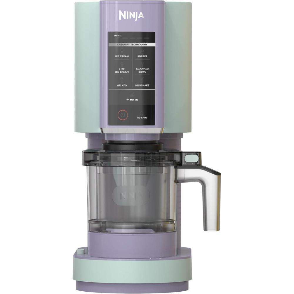 imageNinja CREAMi Ice Cream Maker for Gelato Mixins Milkshakes Sorbet Smoothie Bowls 7 OneTouch Programs with 2 Pint Containers amp Lids Compact Size Perfect for Kids Orange Mango NC301AOBlueberry Mint