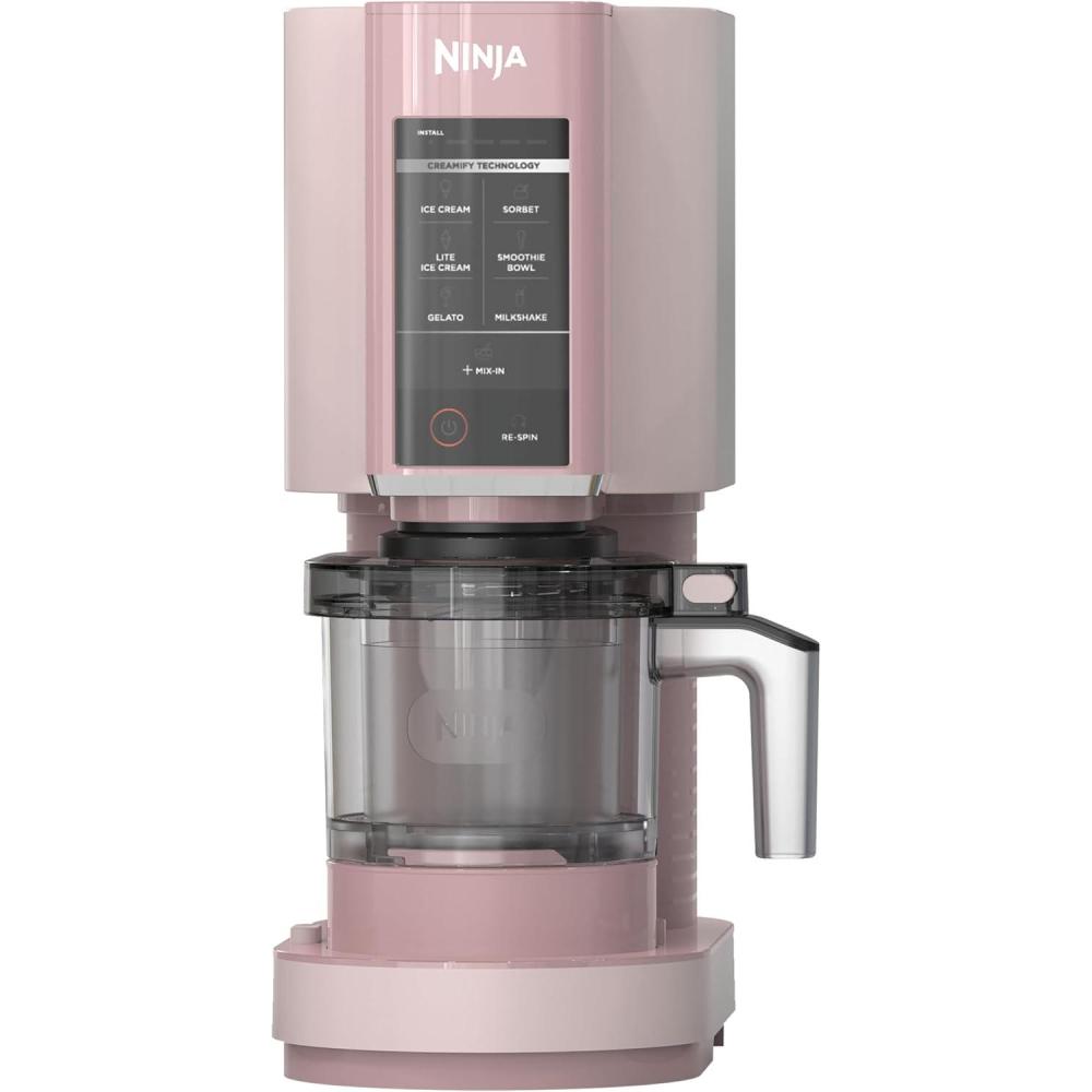 imageNinja CREAMi Ice Cream Maker for Gelato Mixins Milkshakes Sorbet Smoothie Bowls 7 OneTouch Programs with 2 Pint Containers amp Lids Compact Size Perfect for Kids Orange Mango NC301AOStrawberry