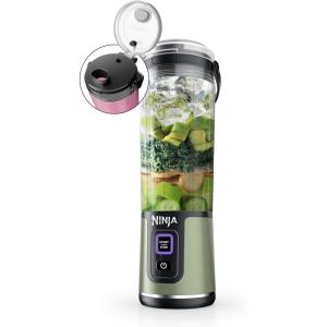 Ninja Blast Portable Blender, Cordless, 18oz. Vessel, Personal Blender For-Shakes and Smoothies, BPA Free, Leakproof-Lid and Sip Spout, USB-C Rechargeable, Dishwasher Safe Parts, Tinted Mint, BC151MT(Metallic Green)