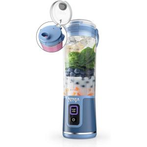 Ninja Blast Portable Blender, Cordless, 18oz. Vessel, Personal Blender For-Shakes and Smoothies, BPA Free, Leakproof-Lid and Sip Spout, USB-C Rechargeable, Dishwasher Safe Parts, Tinted Mint, BC151MT(Denim Blue)