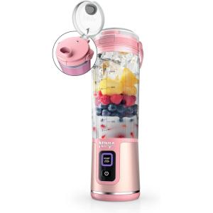 Ninja Blast Portable Blender, Cordless, 18oz. Vessel, Personal Blender For-Shakes and Smoothies, BPA Free, Leakproof-Lid and Sip Spout, USB-C Rechargeable, Dishwasher Safe Parts, Tinted Mint, BC151MT(Pink)