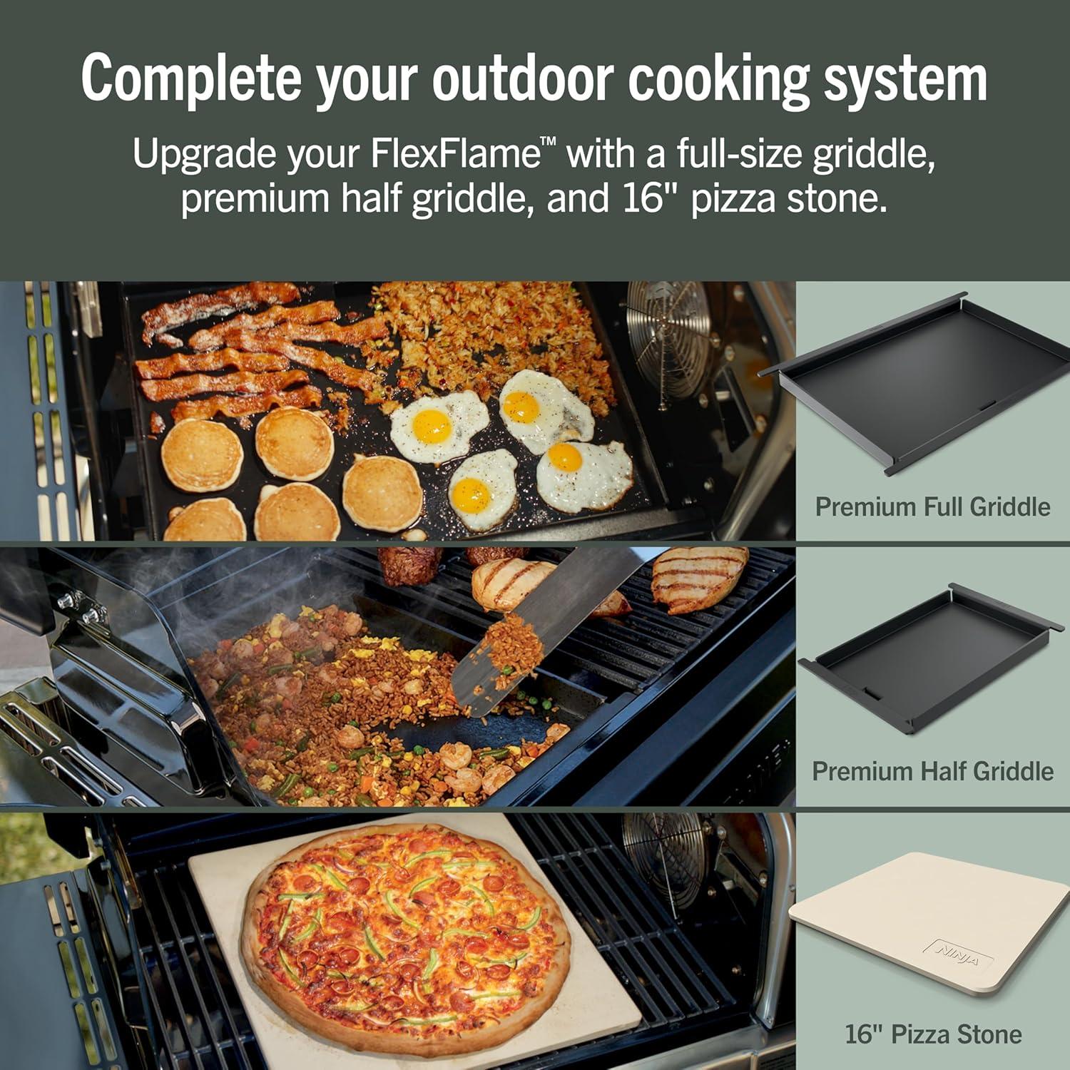 imageNinja FlexFlame ProConnect Grill amp Smoker 5in1 Smart Cooking System Electric amp Propane AppConnected 3Burner Digital Control Roast Griddle amp Pizza Maker BlackGold PG305