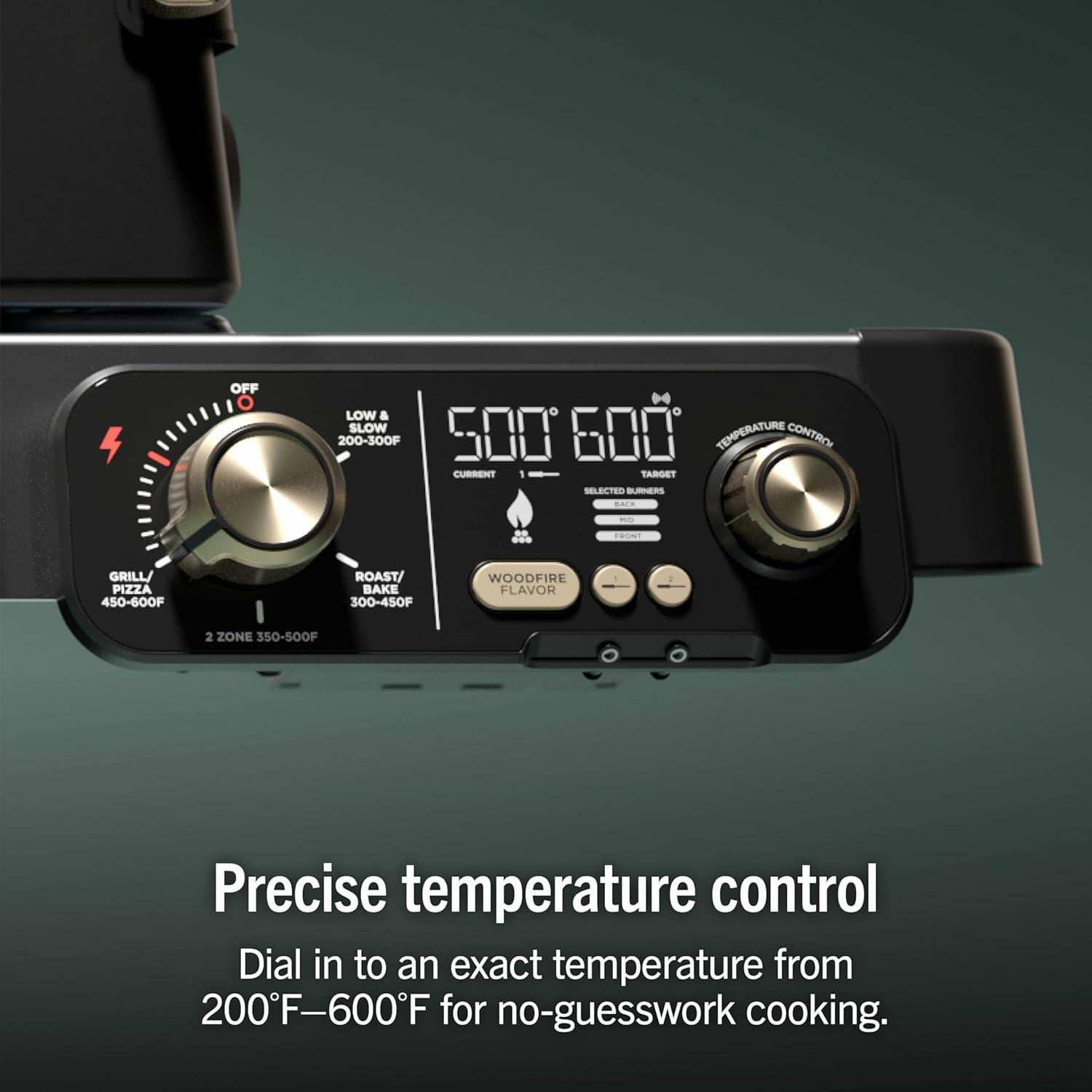 imageNinja FlexFlame ProConnect Grill amp Smoker 5in1 Smart Cooking System Electric amp Propane AppConnected 3Burner Digital Control Roast Griddle amp Pizza Maker BlackGold PG305