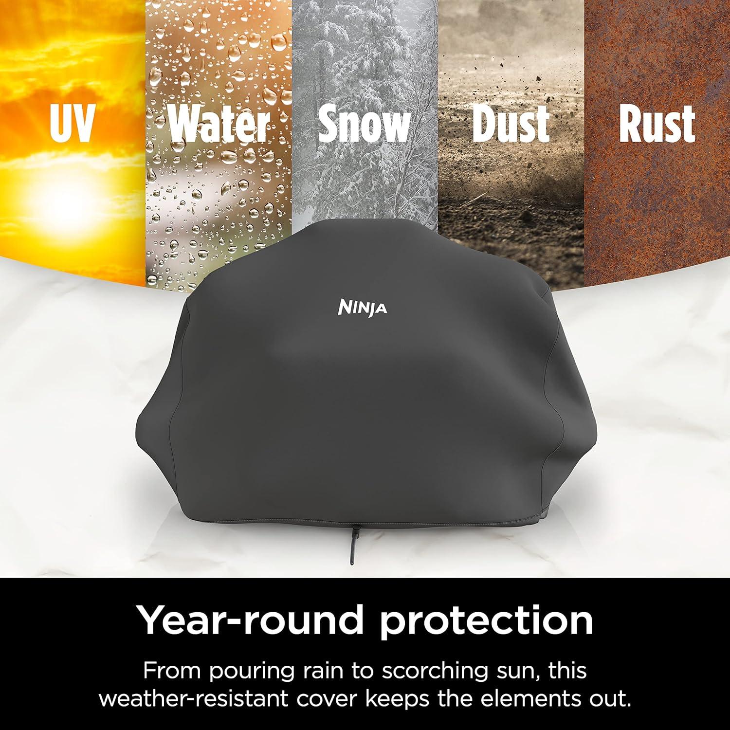 imageNinja Premium Outdoor Cover Compatible with Woodfire Grills Original Model WaterResistant AntiFade Fabric Lightweight Black 19 x 24 x 13 XSKCOVERGrills