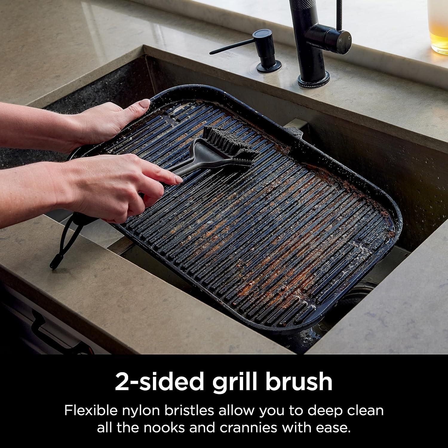 imageNinja XSKBRUSHXL Woodfire Outdoor Grill Cleaning Brush Compatible with All Ninja Woodfire Outdoor Grills OG700 OG800 and OG900 Series NonScratch Heat Resistant Scraper Tool Black