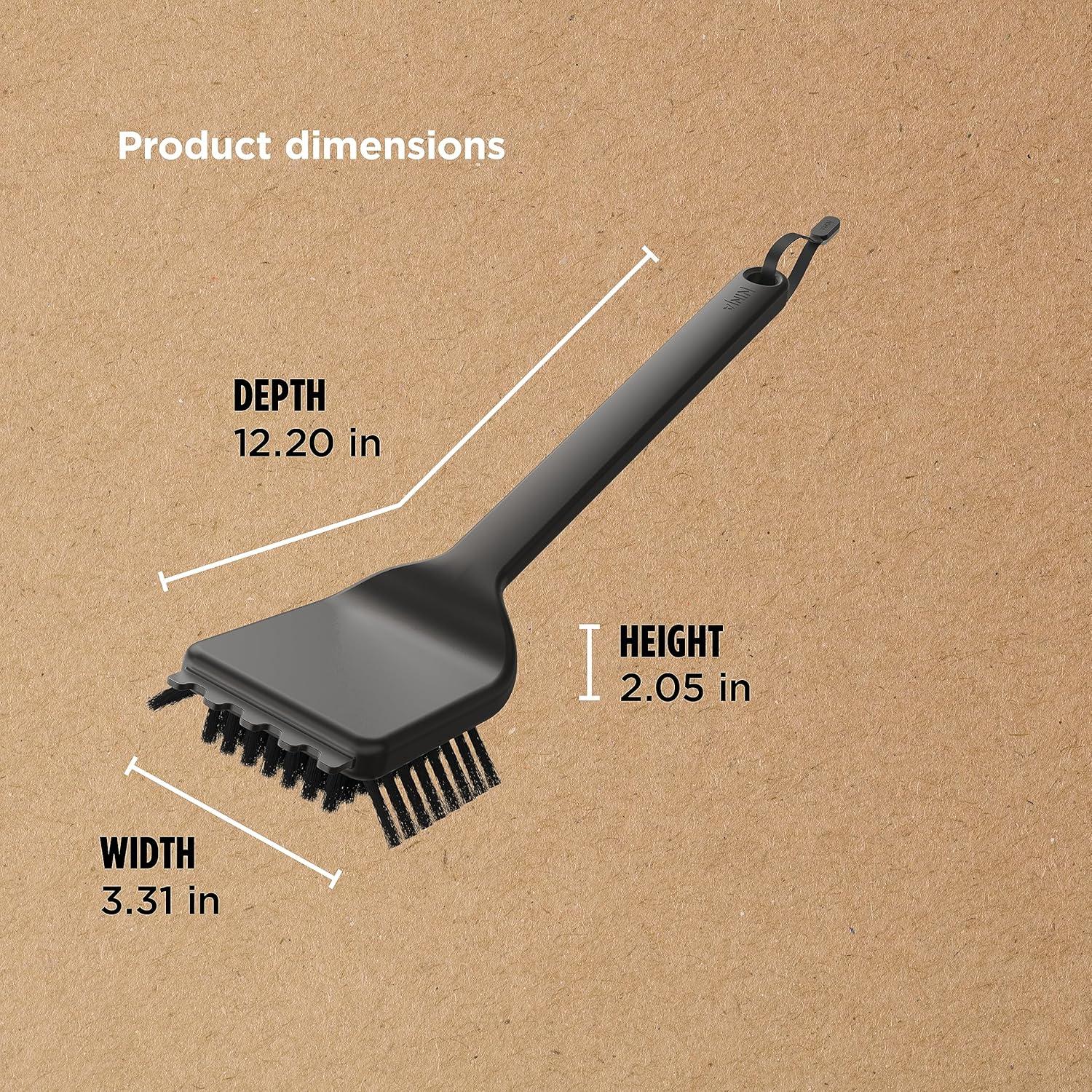 imageNinja XSKBRUSHXL Woodfire Outdoor Grill Cleaning Brush Compatible with All Ninja Woodfire Outdoor Grills OG700 OG800 and OG900 Series NonScratch Heat Resistant Scraper Tool Black