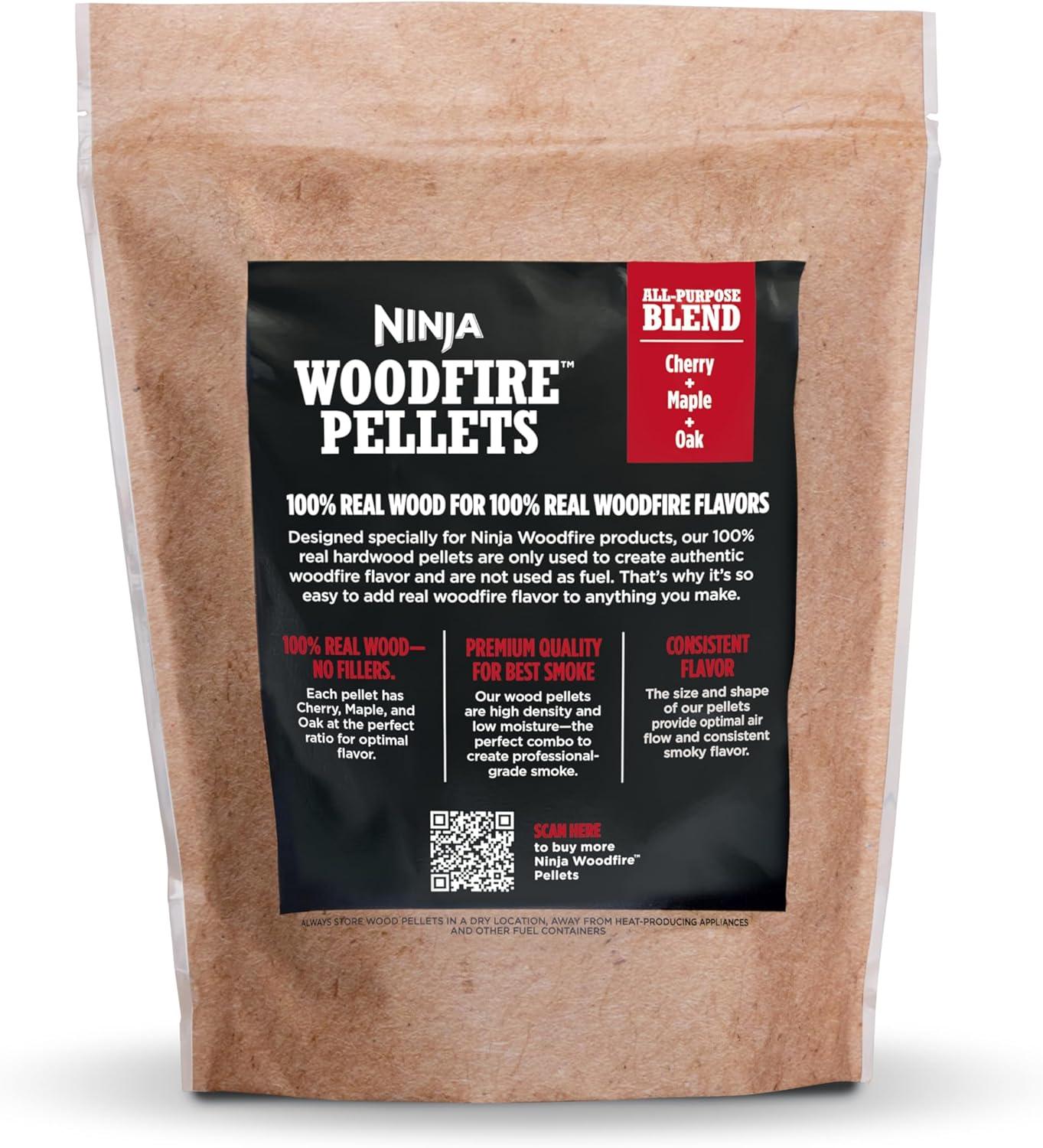 imageNinja XSKOP2RL Woodfire Pellets All Purpose Blend 2lb Bag up to 20 Cooking Sessions 100 Real Wood Pellets Only Compatible with Ninja Woodfire Grills amp Ovens All Purpose Blend