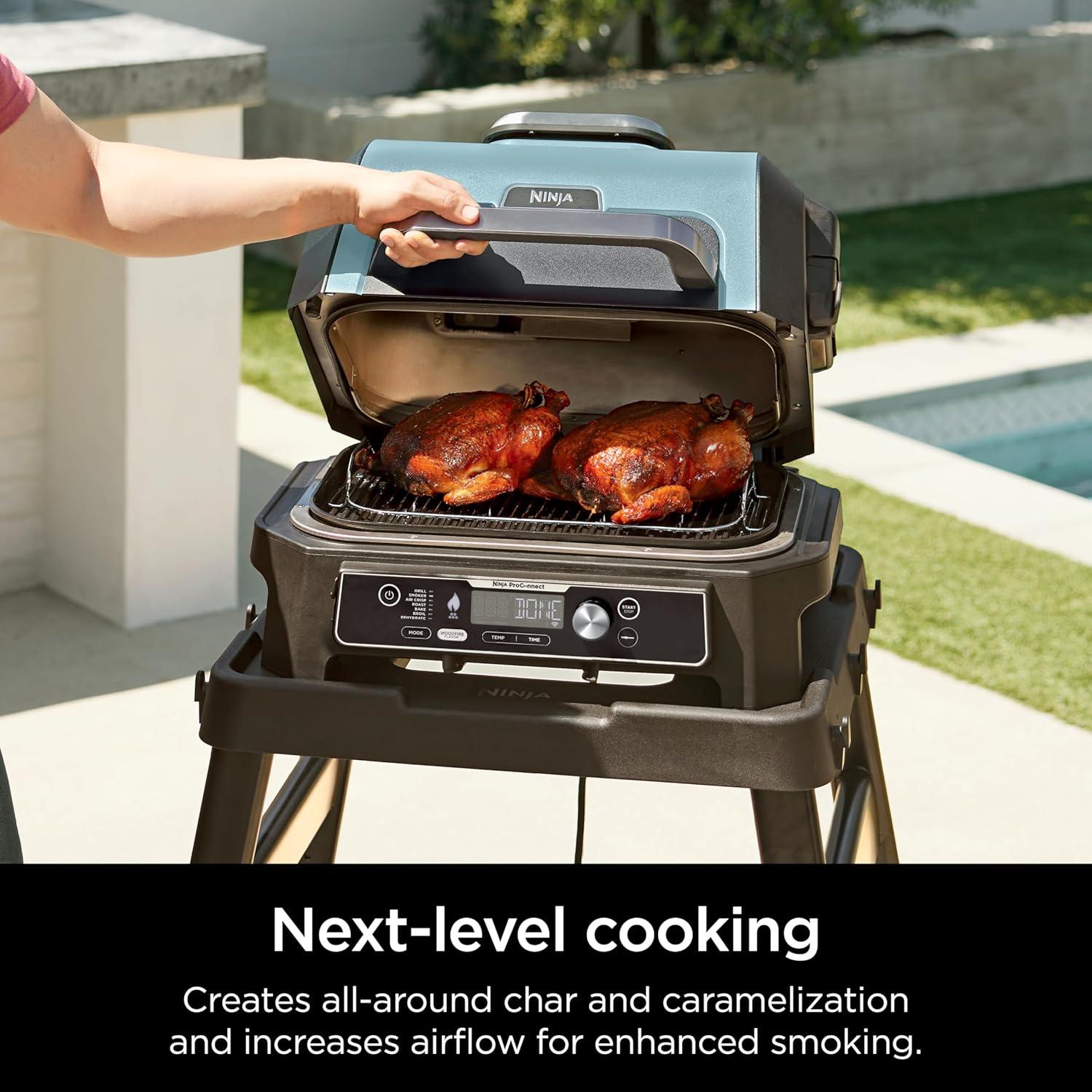 imageNinja XSKRSTRKXL Woodfire Roast amp Smoke Rack Compatible with OG800 and OG900 Series Elevates Food for AllAround Charring and Smoke Absorption Increased Airflow Steel Smoking Rack Silver1693 x 992