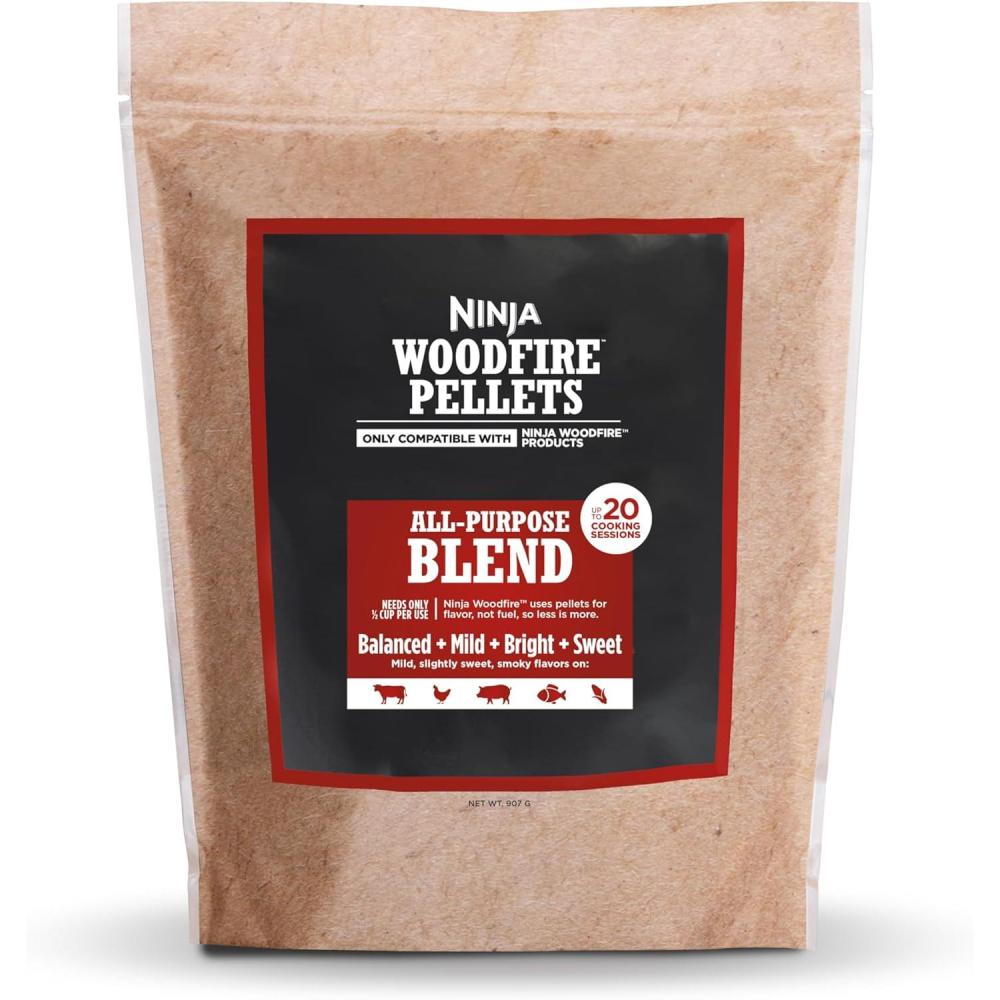 imageNinja XSKOP2RL Woodfire Pellets All Purpose Blend 2lb Bag up to 20 Cooking Sessions 100 Real Wood Pellets Only Compatible with Ninja Woodfire Grills amp Ovens All Purpose Blend