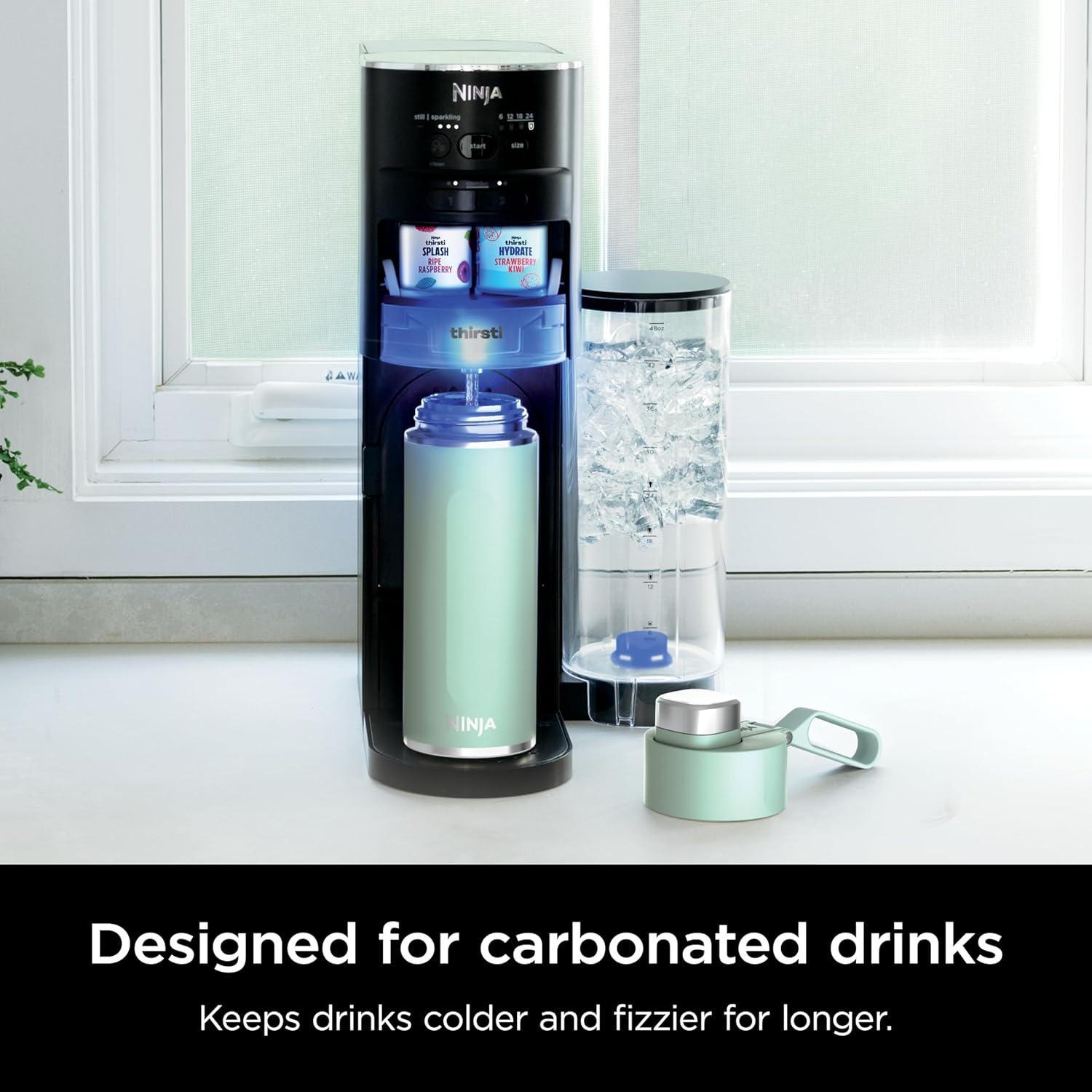 imageNinja DW2401GY Thirsti 24oz Travel Water Bottle For Carbonated Sparkling Drinks Colder and Fizzier Longer Leak Proof 24 Hrs Cold Dishwasher Safe Stainless Steel Insulated Tumbler Charcoal GrayMint