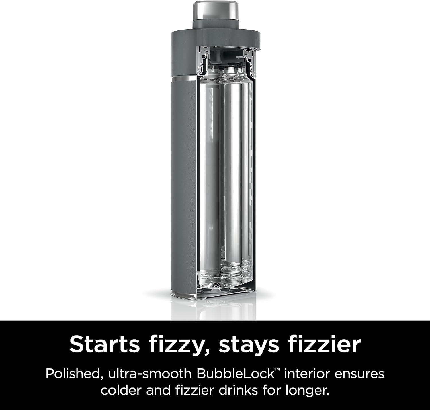 imageNinja DW2401GY Thirsti 24oz Travel Water Bottle For Carbonated Sparkling Drinks Colder and Fizzier Longer Leak Proof 24 Hrs Cold Dishwasher Safe Stainless Steel Insulated Tumbler Charcoal GrayGray