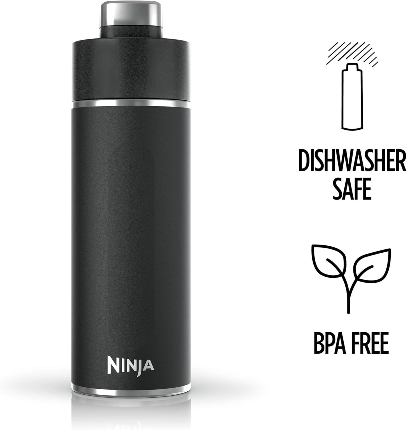imageNinja DW2401GY Thirsti 24oz Travel Water Bottle For Carbonated Sparkling Drinks Colder and Fizzier Longer Leak Proof 24 Hrs Cold Dishwasher Safe Stainless Steel Insulated Tumbler Charcoal GrayBlack
