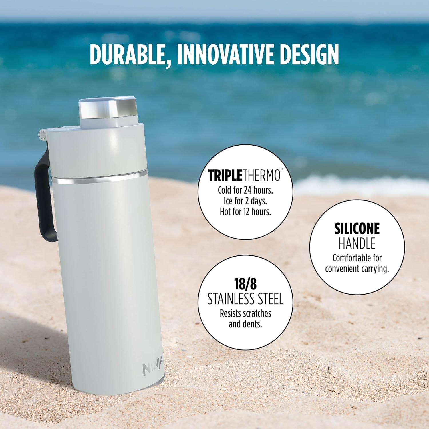 imageNinja DW2401GY Thirsti 24oz Travel Water Bottle For Carbonated Sparkling Drinks Colder and Fizzier Longer Leak Proof 24 Hrs Cold Dishwasher Safe Stainless Steel Insulated Tumbler Charcoal GrayWhite