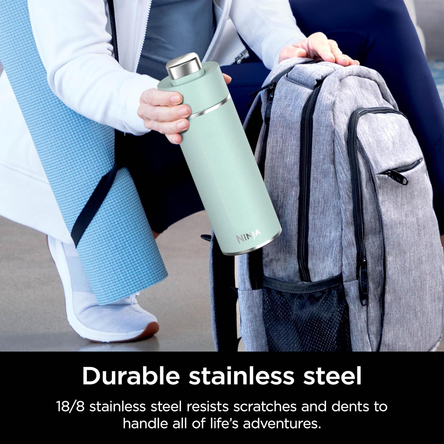 imageNinja DW2401GY Thirsti 24oz Travel Water Bottle For Carbonated Sparkling Drinks Colder and Fizzier Longer Leak Proof 24 Hrs Cold Dishwasher Safe Stainless Steel Insulated Tumbler Charcoal GrayMint