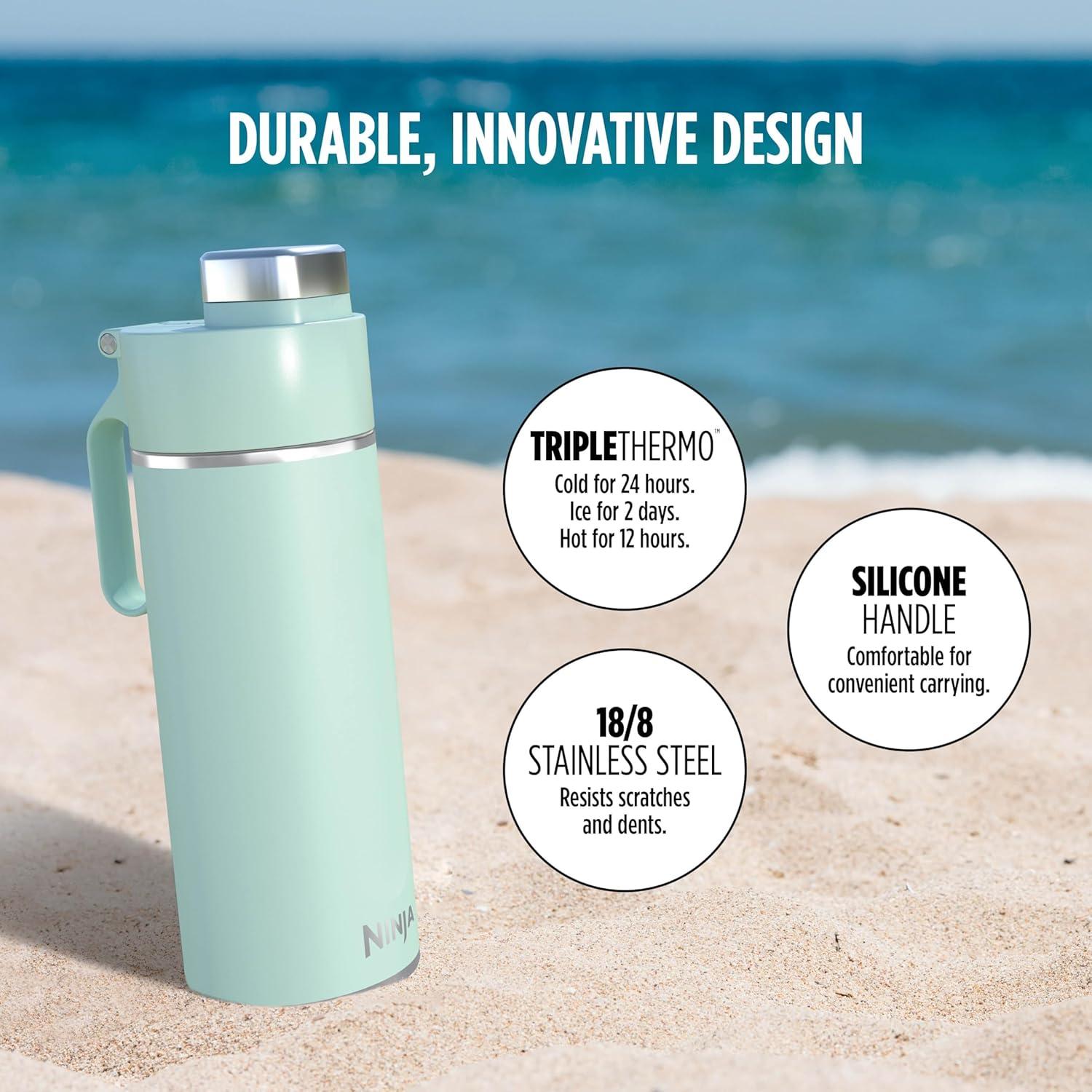 imageNinja DW2401GY Thirsti 24oz Travel Water Bottle For Carbonated Sparkling Drinks Colder and Fizzier Longer Leak Proof 24 Hrs Cold Dishwasher Safe Stainless Steel Insulated Tumbler Charcoal GrayMint