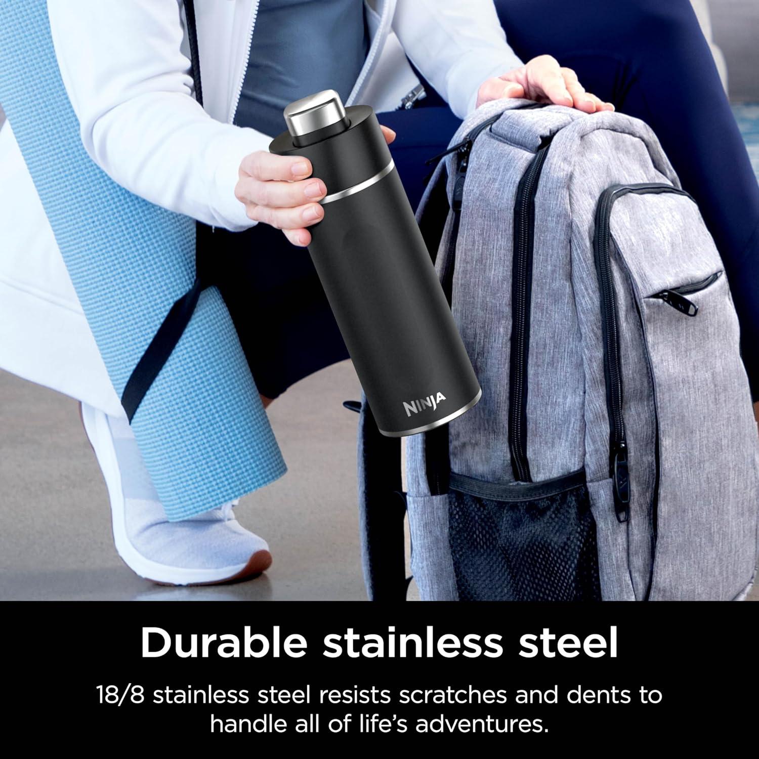 imageNinja DW2401GY Thirsti 24oz Travel Water Bottle For Carbonated Sparkling Drinks Colder and Fizzier Longer Leak Proof 24 Hrs Cold Dishwasher Safe Stainless Steel Insulated Tumbler Charcoal GrayBlack