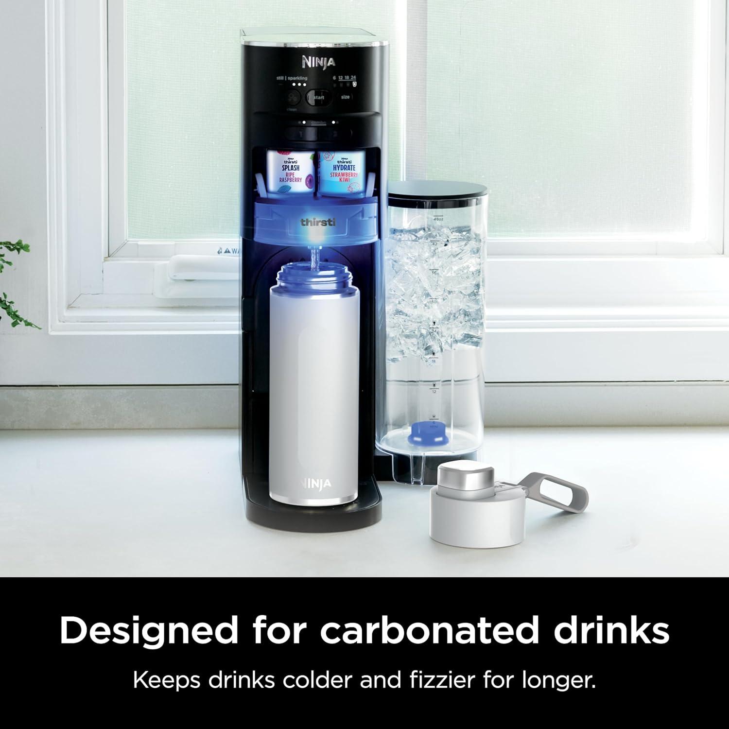 imageNinja DW2401GY Thirsti 24oz Travel Water Bottle For Carbonated Sparkling Drinks Colder and Fizzier Longer Leak Proof 24 Hrs Cold Dishwasher Safe Stainless Steel Insulated Tumbler Charcoal GrayWhite